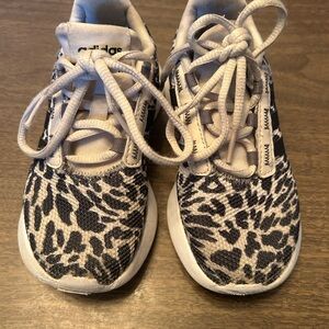 Adidas used toddler size 11 Leopard Print Sneakers - Black and tan